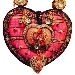 Mary Frances Multi-color (Fuschia & Black)Wristlet